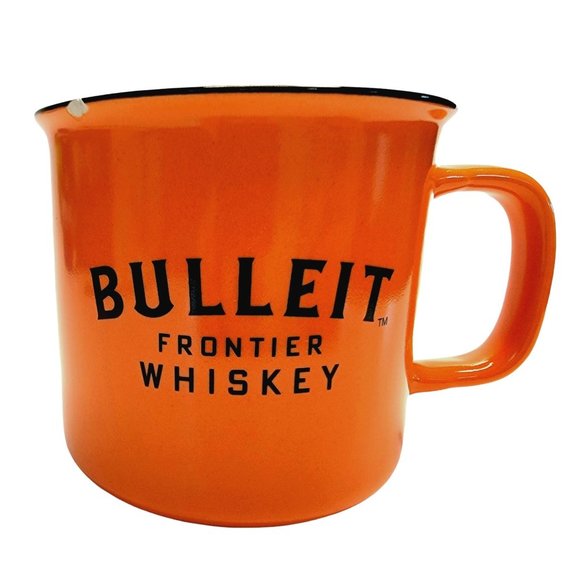 BULLEIT FRONTIER WHISKEY BOURBON CERAMIC ORANGE MUG CUP - Picture 1 of 5